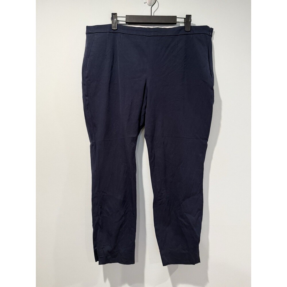 J Crew Martie Dress Pants Women 16 Navy Cotton Work Career Office Minimal Travel